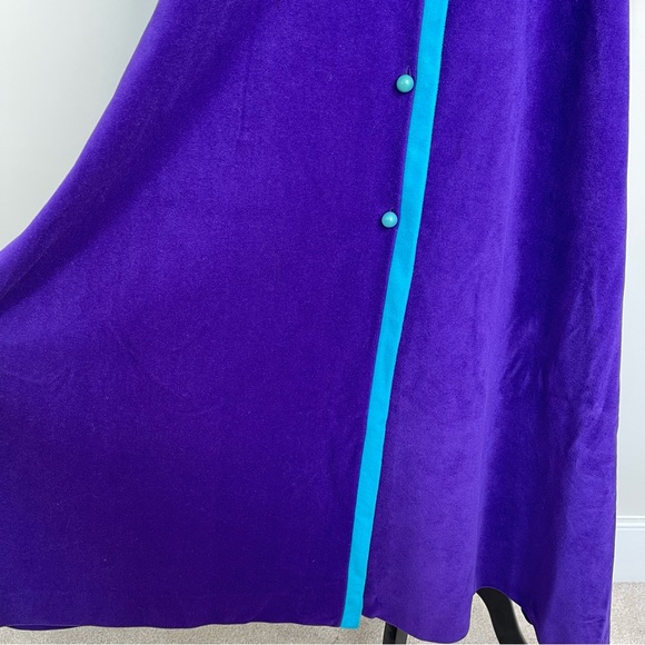 Vintage 60s Vanity Fair Velour Contrast Trim Space Age Button Up House Robe Coat - Picture 10 of 14